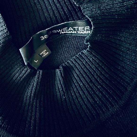 Nordstrom 360 Sweater Mock Neck Cold Shoulder Sleeve Rib Knit Italian Yarn - Picture 6 of 8